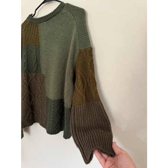 Women's Abel Green Brown Patchwork Sweater Size M - Picture 10 of 12